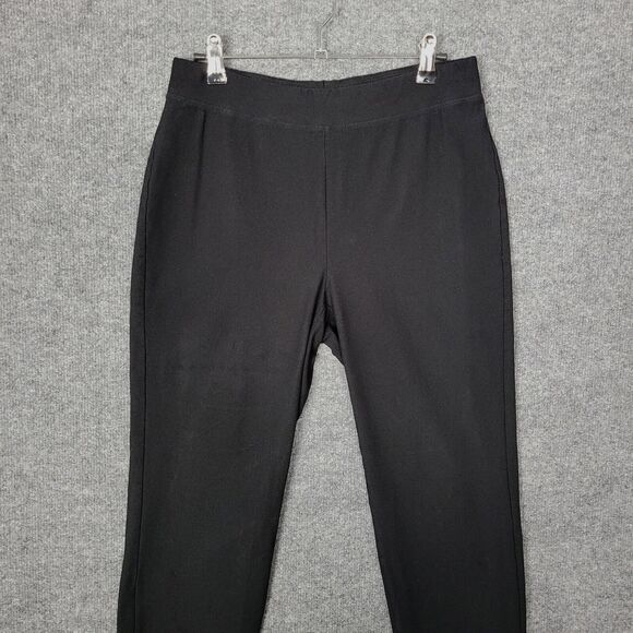 EILEEN FISHER Black Mid Rise Cropped Stretch Viscose Pull On Pants SIZE SMALL - Picture 3 of 9